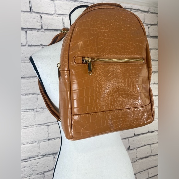 Wild Fable Cognac Croc Mini Dome Backpack Purse NWT - Picture 3 of 8